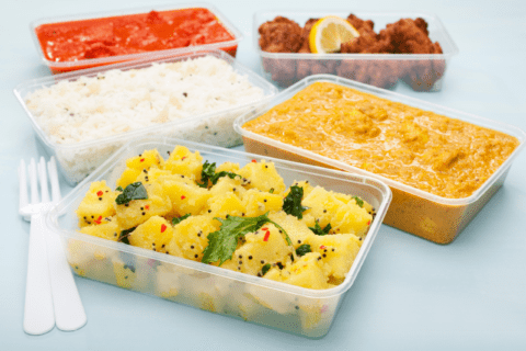 Containers of food.