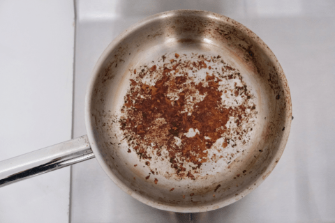 Stained pan.