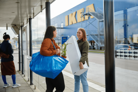 Two woman in front of IKEA.